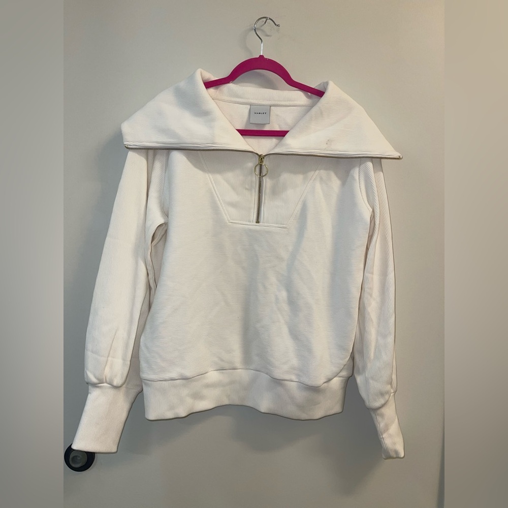 Varley Cream Zip-Up Sweatshirt